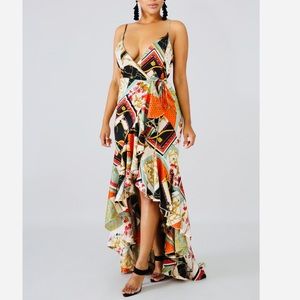 Printed Maxi Wrap Dress